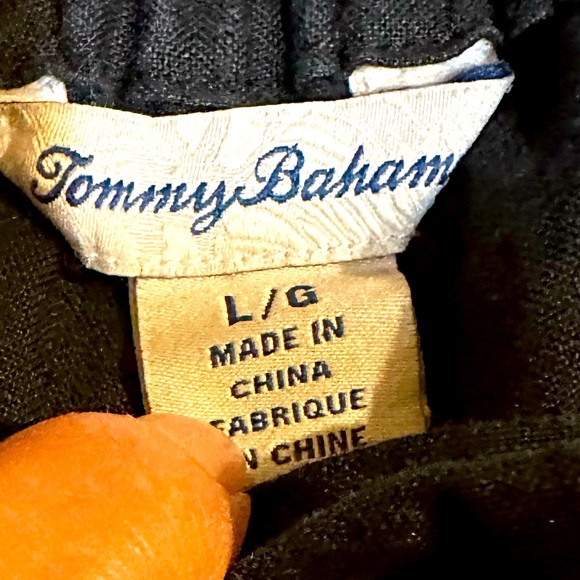 TOMMY BAHAMA WOMENS LINEN BLACK DRAWSTRING BUTTON ZIP POCKETS TWO PALM SHORTS L - Picture 6 of 8